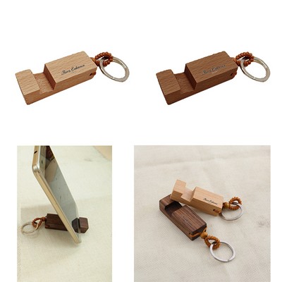 Wooden Smartphone Stand Keychain